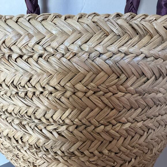 Sun and Sand Wicker Bag Purse Purple Accents‎ Zipper Closure Inside Pockets - Picture 7 of 12